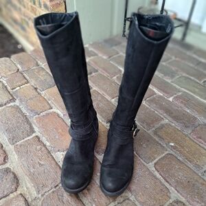 Steve Madden Black Suede Leather Knee High Boots Womens 9.5 B2